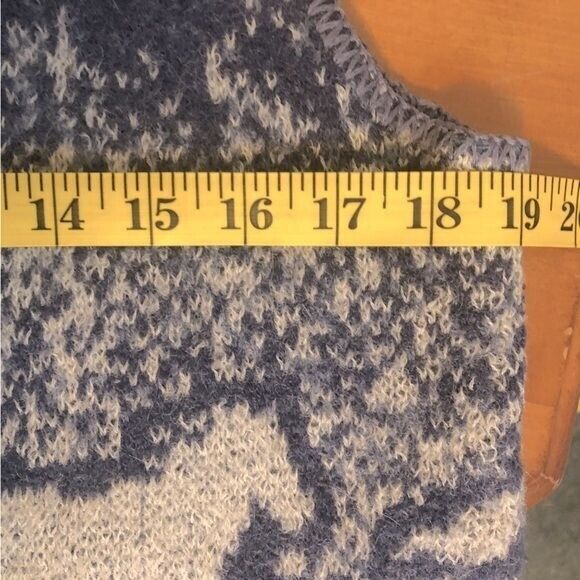 Winona Women's‎ Large Vintage Wool Blue White Knit Horse Southwest Animal Vest - Picture 12 of 15